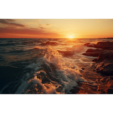 Tableau Mer Avec Coucher Soleil